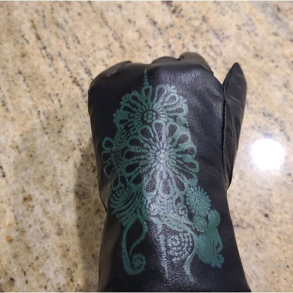 New! Women Size XL Black Leather Lined 10" Gloves Henna Tattoo Fairy Whimsigoth - Picture 11 of 16